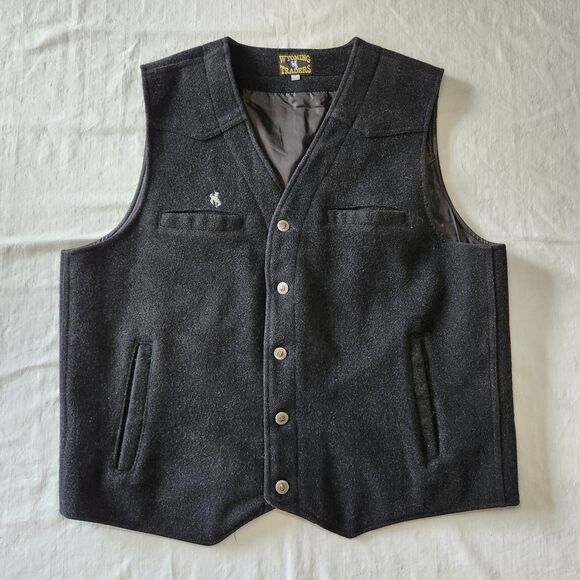 Wyoming Traders Western Vest Men's XL Charcoal Gray 100% Virgin Wool 5 Button - Picture 1 of 8
